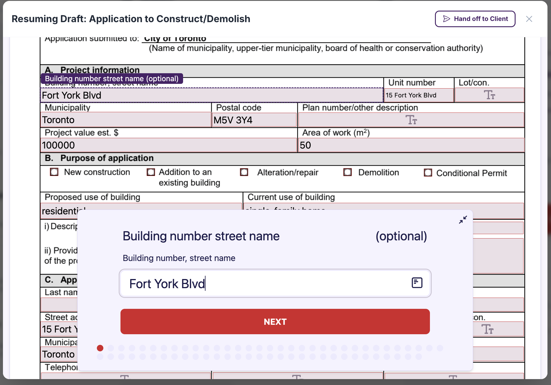 Permits2Go auto-filled permit forms