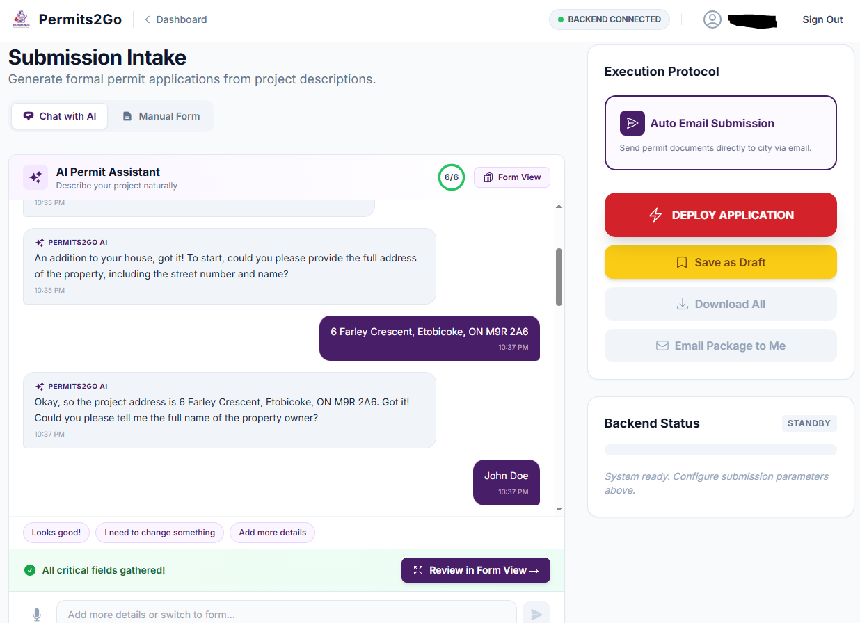 Permits2Go chat intake